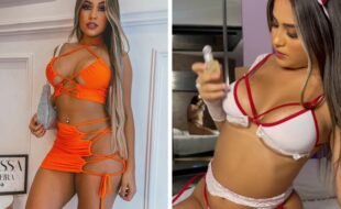 Raissa Oliveira fantasiada com lingerie de enfermeira sexy - videosacana